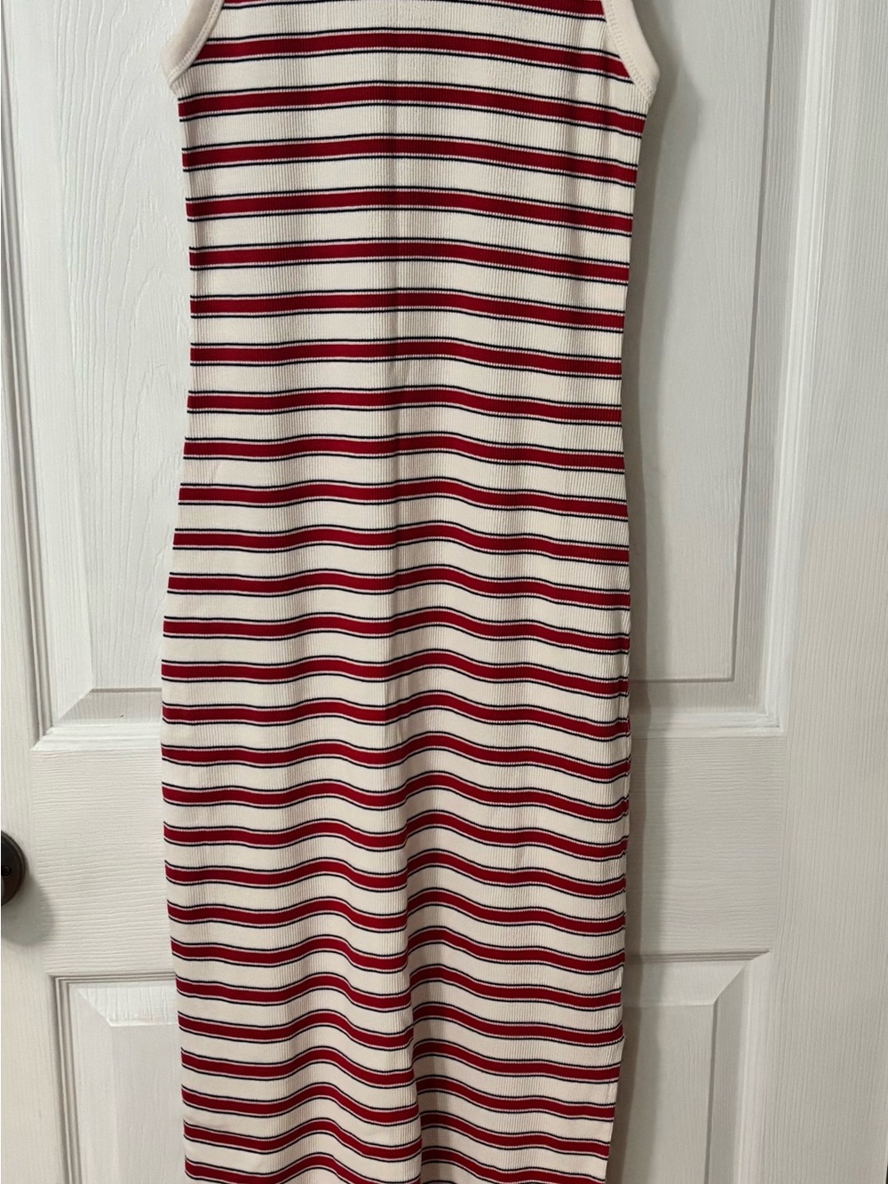 Universal Thread Cream Dress with Red Stripes